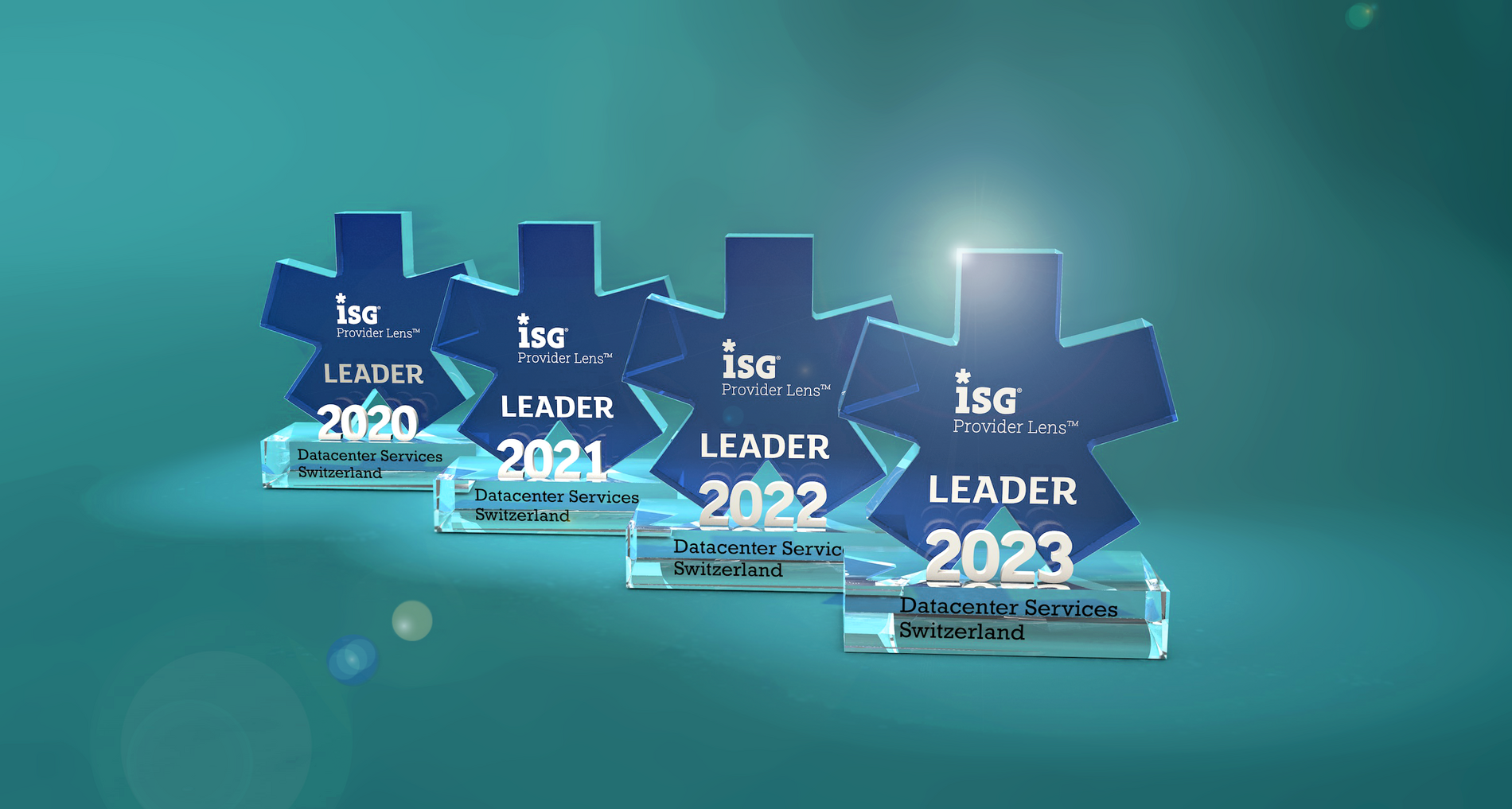 Grafik: 4 Pokale ISG Award als Datacenter Leaderin